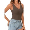 image:imageLYANER Womens Lace Trim V Neck Y2k Cami TopCoffee