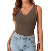 image:imageLYANER Womens Lace Trim V Neck Y2k Cami TopCoffee