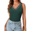 image:imageLYANER Womens Lace Trim V Neck Y2k Cami TopDark Green