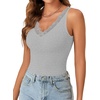 image:imageLYANER Womens Lace Trim V Neck Y2k Cami TopLight Grey