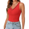 image:imageLYANER Womens Lace Trim V Neck Y2k Cami TopRed