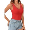 image:imageLYANER Womens Lace Trim V Neck Y2k Cami TopRed