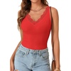 image:imageLYANER Womens Lace Trim V Neck Y2k Cami TopRed