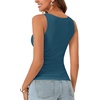 image:imageLYANER Womens Lace Trim V Neck Y2k Cami TopSolid Teal