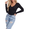 image:imageLYANER Womens Lace V Neck Long Sleeve ShirtsBlack