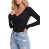 image:imageLYANER Womens Lace V Neck Long Sleeve ShirtsBlack