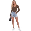 image:imageLYANER Womens Lace V Neck Long Sleeve ShirtsBrown