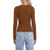image:imageLYANER Womens Lace V Neck Long Sleeve ShirtsCaramel
