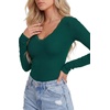 image:imageLYANER Womens Lace V Neck Long Sleeve ShirtsDark Green