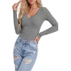 image:imageLYANER Womens Lace V Neck Long Sleeve ShirtsLight Grey
