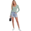 image:imageLYANER Womens Lace V Neck Long Sleeve ShirtsPea Green