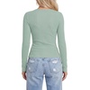 image:imageLYANER Womens Lace V Neck Long Sleeve ShirtsPea Green