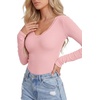 image:imageLYANER Womens Lace V Neck Long Sleeve ShirtsPink