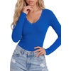 image:imageLYANER Womens Lace V Neck Long Sleeve ShirtsRoyal Blue