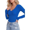 image:imageLYANER Womens Lace V Neck Long Sleeve ShirtsRoyal Blue