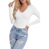 image:imageLYANER Womens Lace V Neck Long Sleeve ShirtsWhite