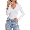 image:imageLYANER Womens Lace V Neck Long Sleeve ShirtsWhite