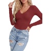 image:imageLYANER Womens Lace V Neck Long Sleeve ShirtsWine Red