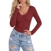 image:imageLYANER Womens Lace V Neck Long Sleeve ShirtsWine Red