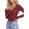image:imageLYANER Womens Lace V Neck Long Sleeve ShirtsWine Red