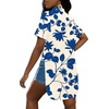 image:imageLYANER Womens Lapel Collar Sexy BlouseFloral Navy