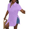 image:imageLYANER Womens Lapel Collar Sexy BlouseLight Purple