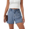 image:imageLYANER Womens Mid Rise Elastic Waist Denim ShortsBlue