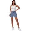 image:imageLYANER Womens Mid Rise Elastic Waist Denim ShortsBlue