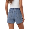 image:imageLYANER Womens Mid Rise Elastic Waist Denim ShortsBlue