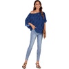 image:imageLYANER Womens Off The Shoulder Y2k Crop TopsPatterned Blue
