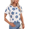 image:imageLYANER Womens Open Back Casual TeeDark Blue Flowers