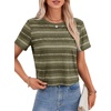 image:imageLYANER Womens Open Back Casual TeeLight Green Stripes