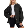 image:imageLYANER Womens Oversized Denim Jacket with PocketsBlack