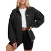 image:imageLYANER Womens Oversized Denim Jacket with PocketsBlack