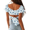 image:imageLYANER Womens Puff Short Sleeve Y2k Crop TopBlue Rose