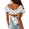 image:imageLYANER Womens Puff Short Sleeve Y2k Crop TopBow Black
