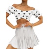 image:imageLYANER Womens Puff Short Sleeve Y2k Crop TopBow Black