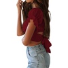 image:imageLYANER Womens Puff Short Sleeve Y2k Crop TopBurgundy