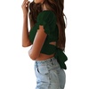 image:imageLYANER Womens Puff Short Sleeve Y2k Crop TopDark Green