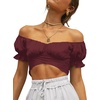 image:imageLYANER Womens Puff Short Sleeve Y2k Crop TopDark Red