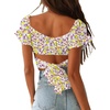 image:imageLYANER Womens Puff Short Sleeve Y2k Crop TopDitsy Floral Yellow