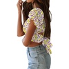 image:imageLYANER Womens Puff Short Sleeve Y2k Crop TopDitsy Floral Yellow