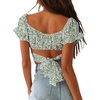 image:imageLYANER Womens Puff Short Sleeve Y2k Crop TopFloral Green