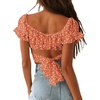 image:imageLYANER Womens Puff Short Sleeve Y2k Crop TopFloral Orange