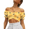 image:imageLYANER Womens Puff Short Sleeve Y2k Crop TopFloral Yellow