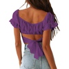 image:imageLYANER Womens Puff Short Sleeve Y2k Crop TopGrape Purple