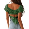 image:imageLYANER Womens Puff Short Sleeve Y2k Crop TopHeart Green