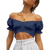 image:imageLYANER Womens Puff Short Sleeve Y2k Crop TopNavy Blue