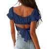 image:imageLYANER Womens Puff Short Sleeve Y2k Crop TopNavy Blue