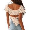 image:imageLYANER Womens Puff Short Sleeve Y2k Crop TopPolka Dots Beige